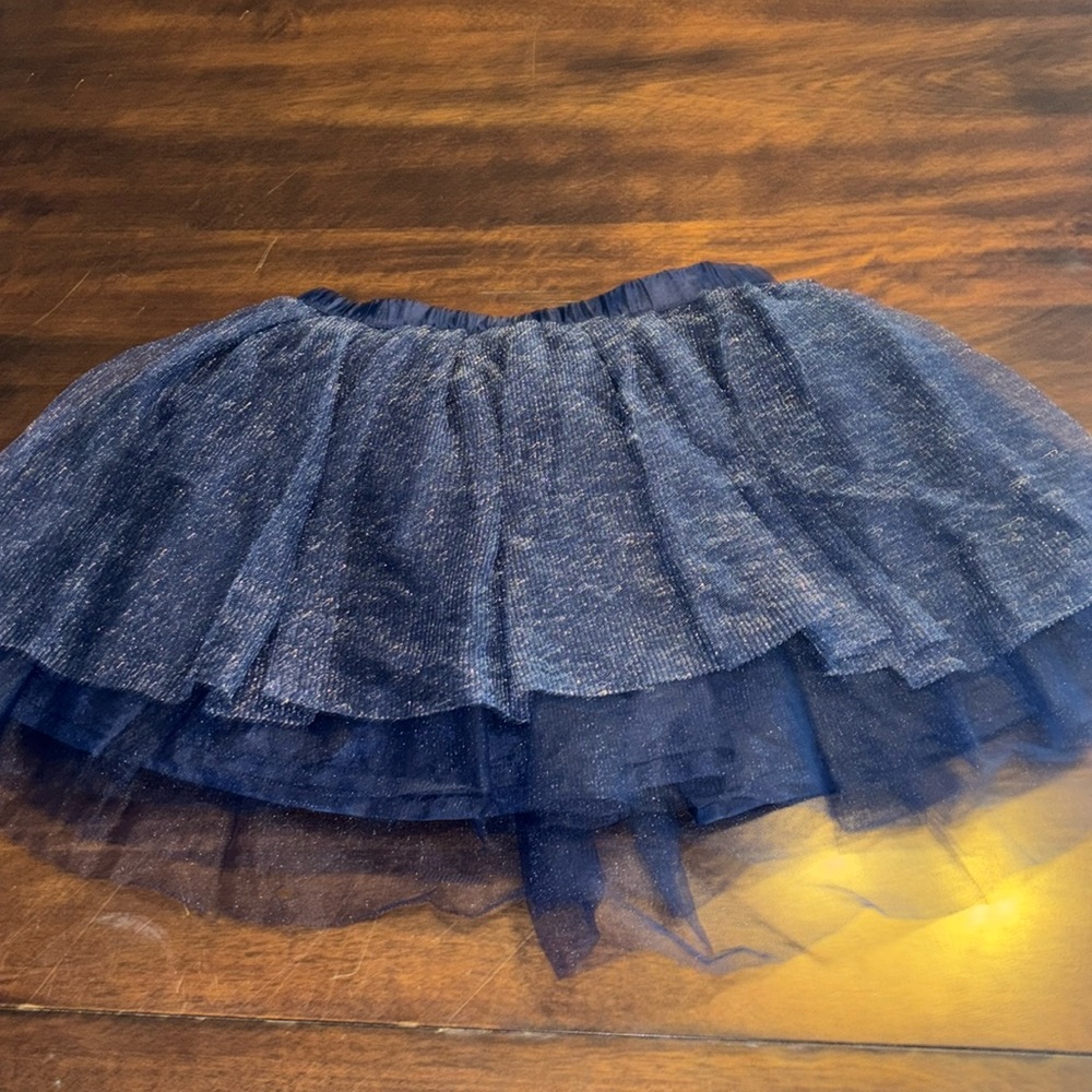 Gymboree Girls Navy Blue Shimmer Tulle Skirt Size 8 Elastic Waist